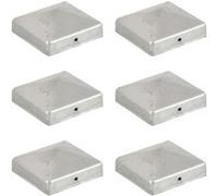 Bouchons de poteau de clôture - Métal galvanisé - 81x81 mm - 6 pcs - Résistant aux intempéries