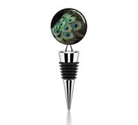 Bouchons de vin en forme de plume de paon vert personnalisés, étanches, scellés sous vide en métal, réutilisables pour garder les amateurs de vin frais