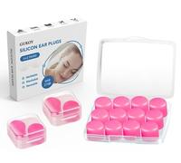 Bouchons d'oreille en silicone réutilisables et étanches SNR = 27 dB - Réduction du bruit - Qualité supérieure - Pour dormir, voyager, étudier - Réduction du bruit (rose)