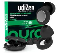 Bouchons d'oreilles Antibruit pour Voyager Dormir Étudier Protection Auditive -27dB UdiZen Aura - 1 Paire de Bouchons Réutilisables Ergonomiques Réduction du Bruit SNR 27dB Couleur Noire avec Étui