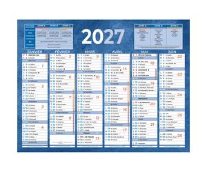 Bouchut Calendrier mural annuel (6 mois / face) - Bleu - 17,5 x 13,5 cm - 2027