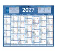 Bouchut Calendrier mural annuel (7 mois / face) - Bleu - 21 x 26,5 cm - 2027
