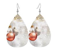 Boucles d'oreilles en cuir avec boules de Noël pour femme, adaptées pour un usage quotidien, une fête et un rendez-vous galant