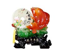 Bouddha d'accouplement pour la Maison, Le Bureau, la Fortune et Le succès, Porte-Bonheur, Fait à la Main, Statue de Poisson doré, Sculpture Assise, décoration (Couleur : doré)