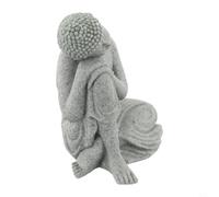 Bouddha de jardin en résine de grès pour intérieur et extérieur, décoration de paysage extérieur et utilisation de yoga (S)