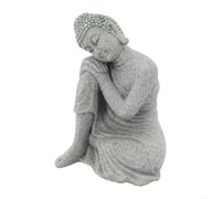 Bouddha de jardin en résine de grès pour intérieur et extérieur, décoration de paysage extérieur et utilisation de yoga (L)