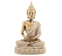Bouddha Méditant, Figurine D'ornement de Bouddha Thaïlandais Statue de Bouddha Assis Sculpture Figurine Artisanat pour la Décoration d'art de Jardin à la Maison(Un Or)