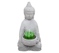 Bouddha Photophore en Ciment et Verre H 15 cm - Atmosphera