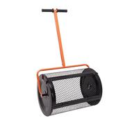 BOUDECH Spreader - Épandeur à rouleau de jardin, 60 x 107 x 39,5 cm, pour engrais et semis, cage en métal, orange