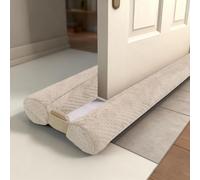 Boudin de Porte Isolant Froid Double Joint pour Porte - sans Colle - Bas de Porte Isolation Anti Bruit Poussière Stop à l'air Froid Anti Souris Insectes, Beige, 76-91cm