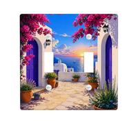 Bougainvilliers - Plaque de protection pour double interrupteur - Arche côtière méditerranéenne - Plantes en pot - En plastique violet - Taille standard - Décoration pour maison, salon, nouvel
