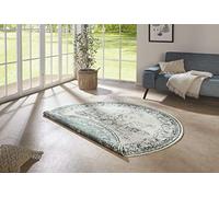 bougari Borbon Tapis réversible en Tissu Plat pour l'intérieur et l'extérieur, Crème Verte., Ø 140 cm
