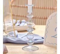 Bougeoir Bleu de Style Vintage, Support de Bougie Chauffe-Plat en Verre de Taille Moyenne pour Mariage ou Occasions spéciales, bougeoir Bleu élégant pour Tables à Manger