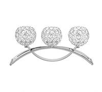 Bougeoir Chandelier Cristal 3 Branches Bougeoir en Cristal Base en Métal Support Bougies Porte-Bougie Candélabre Décoration pour Dîner aux Chandelles Fête de Mariage Anniversaire(Argent)