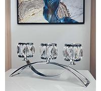Bougeoir décoratif à 3 Branches en Cristal pour Bougie Chauffe-Plat et candélabre Argenté