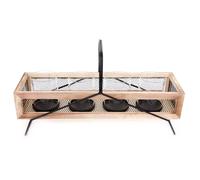 Bougeoir design bois et métal Laxy - L. 40 x H. 22 cm - Noir