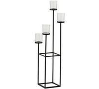 Bougeoir Design Métal & Verre "4 Têtes" 77cm Noir Noir G