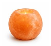 Bougeoir en Cristal de Sel Himalaya Sphère 900g - 100% Authentique Cristal de Sel d'Himalaya Naturel - Sculpté à la Main - Porte-Bougie en Matière Naturelle de Qualité - Forme Arrondie - Zen’Light