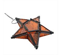 Bougeoir en fer, étoile de Moravie, bougies chauffe-plat orange, lanterne, mini-lanternes jaunes