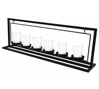 Bougeoir En Métal Noir Avec 6 Verres Porte-Bougies