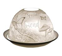 Bougeoir en porcelaine Special Friend Woodland avec message amour - Utilisation de bougies chauffe-plat ou LED - COFFRET THEMATIQUE