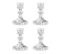 Bougeoir en Verre, bougeoirs Coniques Transparents, bougeoir en Verre Cristal pour Mariage, Maison, décoration de fête (Bande, 4 pièces)