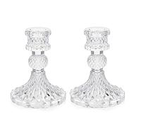 Bougeoir en Verre, bougeoirs Coniques Transparents, bougeoir en Verre Cristal pour Mariage, Maison, décoration de fête (Diamant, 2 pièces)