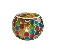 Bougeoir en Verre Mosaïque, 10,5 x 7 cm, Mosaïque Photophore Craquelé Porte-Bougie Romantique, Bougeoir Fait Main en Verre Motif pour Décoration Intérieure, Coloré