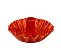 Bougeoir festonné en métal Orange - Fait à la Main en Inde avec Finition émail - Décoration de Table élégante - Utilisation Polyvalente pour l'ambiance du dîner et Toute l'année Style cheminée