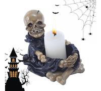 Bougeoir Halloween Petit Centre de Table Halloween Gothique Effrayant en | Statuettes Squelette Porte-Bougie de Bureau pour Maison Salon Chambre Porche Manteau de Cheminée Fête Maison