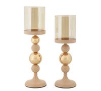 Bougeoir Mauro Ferretti Glassy (x2) Rose 10x32-10x36 cm