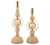 Bougeoir Mauro Ferretti Saturno (x2) Rose 10x27-10x33 cm