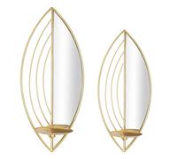 Bougeoir murale Mauro Ferretti Leaf (x2) Doré 18x13x41-15x13x35 cm