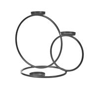 Bougeoir Noir en Métal 33 cm Anneaux pour 3 Bougies Fait Main Style Moderne Caku