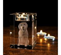 Bougeoir photo 3D en cristal gravé au laser - Cadeau personnalisé pour mariage, anniversaire, souvenirs, papa, mère, animal de compagnie - Cadeau personnalisé (3D, 10 cm)