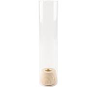 bougeoir photophore tube verre base bois 30cm - artifetes 93378 Transparent G