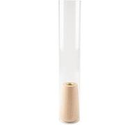 bougeoir photophore tube verre base bois 38cm - artifetes 93379 Transparent G