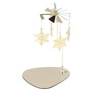 Bougeoir Rotatif, Carrousel avec Plateau Bougie Rotatif Chauffe-Plat Doré Aromathérapie Carillon éolien Bougeoir pour Décoration de Maison, Tasse sans Bougie (Flocon de Neige)