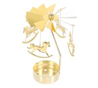 Bougeoir Rotatif Carrousel en Métal Doré, Pièce Décorative | Décoration de Table, Forme Manège Élégante, Finition Luxueuse, Idée Présent pour Fête