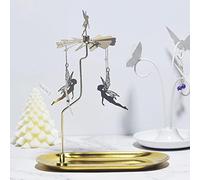 Bougeoir rotatif, carrousel pour bougies dorées, bougeoir en métal, bougeoir en carrousel avec grand plateau, lanterne rotative pour maison/fête/mariage/décoration de table