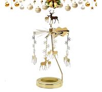 Bougeoir Rotatif en Métal, Photophore Noel Contenant pour Bougie Lanterne Doré pour Décoration De Table Chandelier en Verre Noël Cadeaux, Bureau Salon Étagère Fête Saint-Valentin