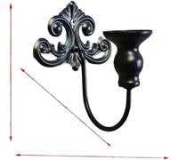 Bougeoir vintage en fer à fixer au mur, tasse décorative noire et dorée pour la maison et la décoration murale pour bougie (noir)