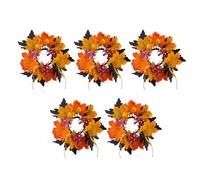 Bougeoirs décoratifs pour Bougies Chauffe-Plat, Couronne d ' Anneaux de Bougie, Ensemble de 5 avec Feuilles artificielles pour Thanksgiving, Halloween, centres de Table