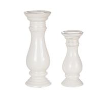 Bougeoirs en grès blanc cassé (x2) 13x35x13cm Blanc