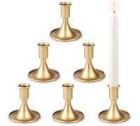 Bougeoirs,Lot de 6 bougeoirs en métal - Bougeoirs dorés - Bougeoirs à tige - Bougeoirs avec inserts pour décoration de mariage,Or