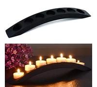 Bougeoirs Pont en Bois de 38,1 cm de Long, Long bougeoirs pour Bougie Chauffe-Plat, Barre de 7 bougeoirs, Noir