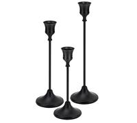 Bougeoirs, porte-bougie conique pour chandeliers, chandelier en laiton doré vintage, support de bougie pour cheminée, fête, repas, maison (Noir, lot de 3)
