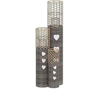 Bougeoirs - VIDAXL - 3 pcs - Gris - Osier - Lanterne à Bougie - Dimensions 15x50 cm