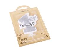 BOUGIE 1ER ANNIVERSAIRE PAILLETTES ARGENT 10X8CM +BOBECHE