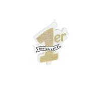 Bougie 1er anniversaire paillettes champagne 10 x 8 cm - Doré - Taille Unique